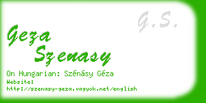 geza szenasy business card
