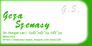 geza szenasy business card